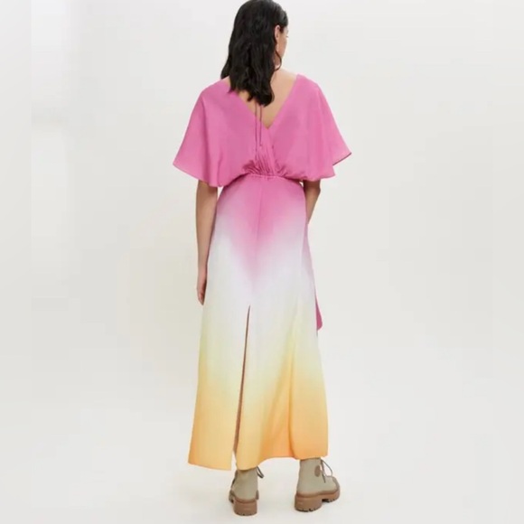 MAJE Rachelly Dip Dye Batwing Sleeve Midi Dress - Picture 2 of 12